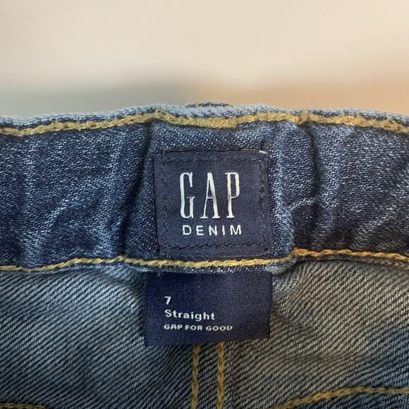 Gap Kids Jeans Boys 7 Straight Distressed Destroyed Medium Wash Blue Denim - Picture 5 of 8